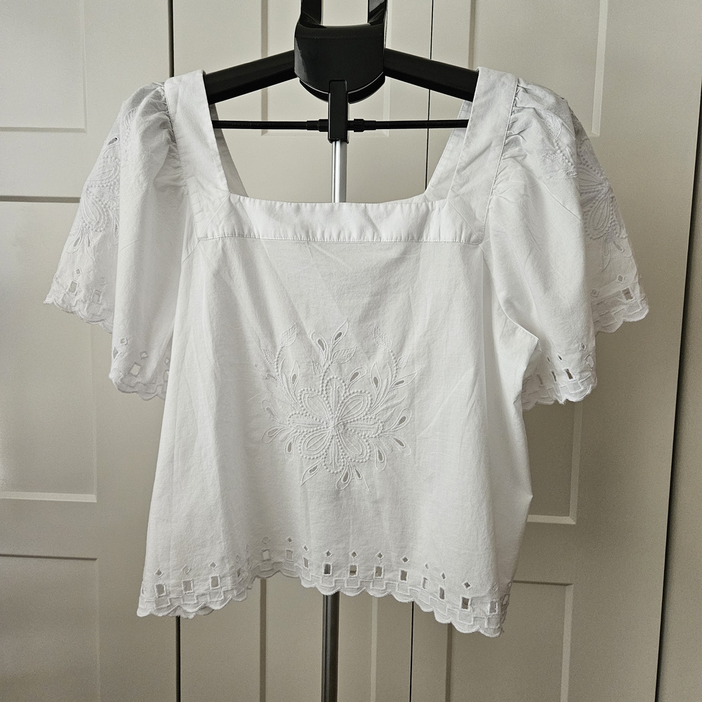 White Embroidered Women's Top